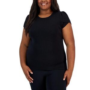 Anne Klein Women Sleeveless Rib Sweater Asphalt 2X